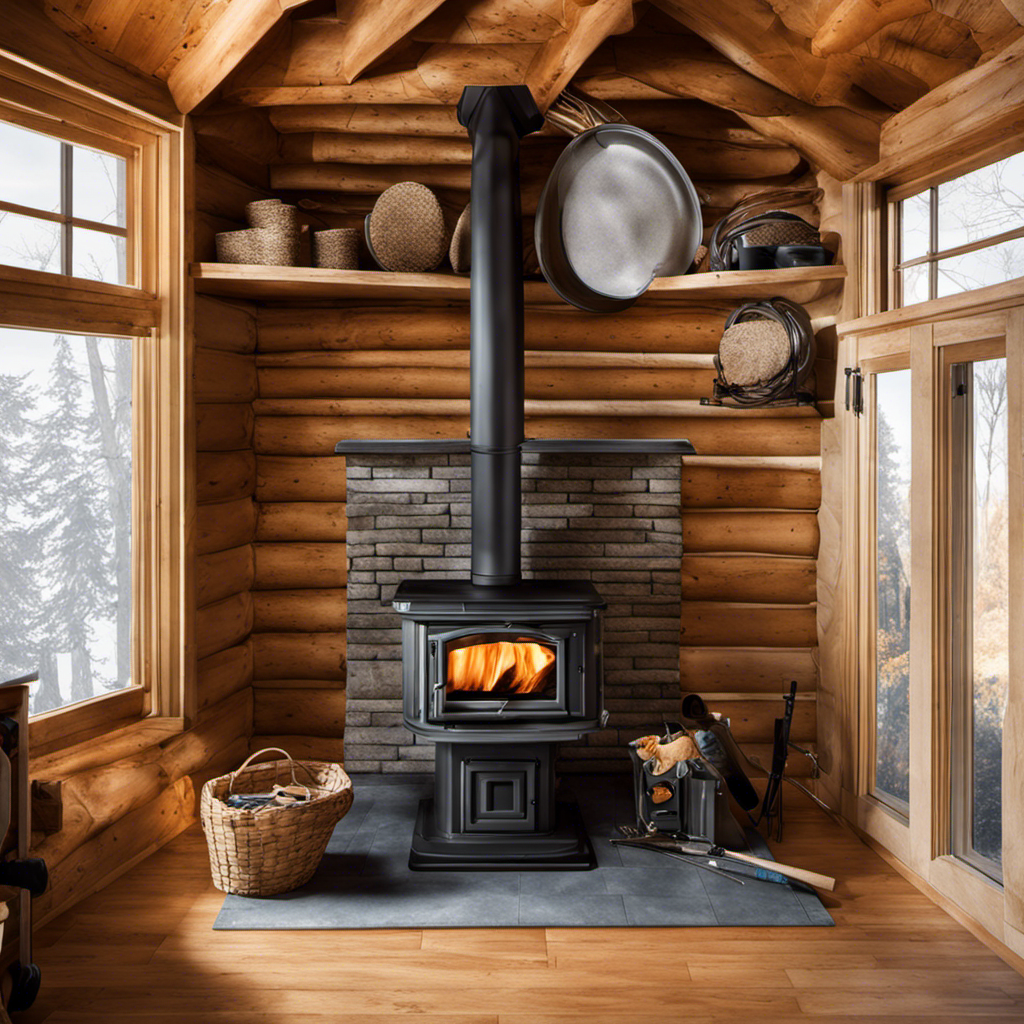 An image showcasing a step-by-step installation guide for a wood pellet stove