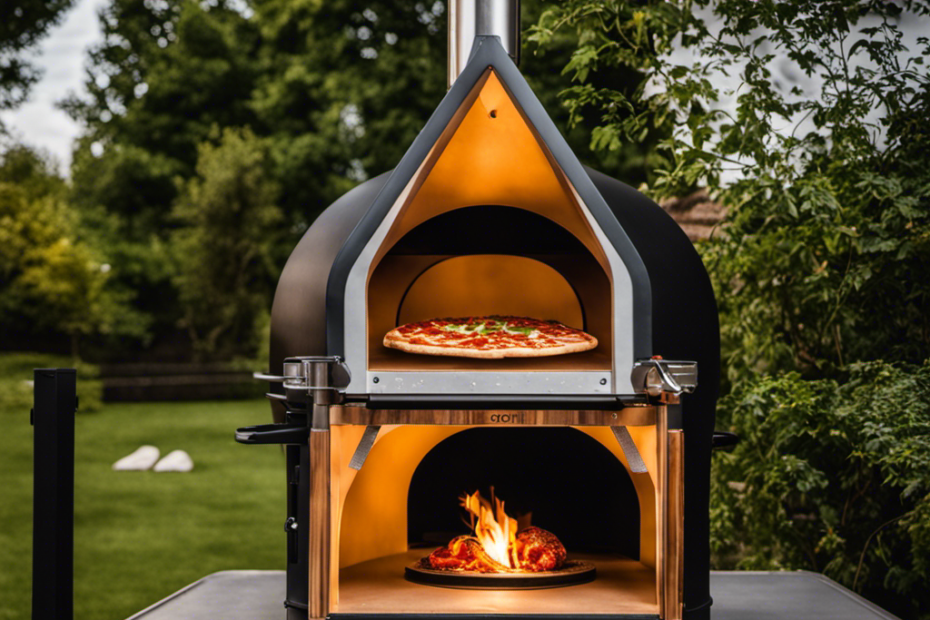 An image showcasing a well-lit Ooni Wood Pellet Pizza Oven in action