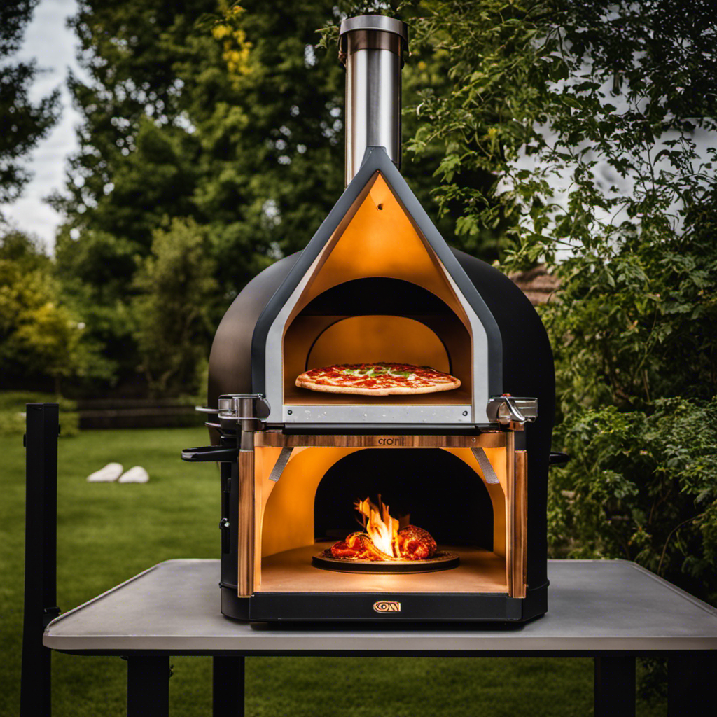 An image showcasing a well-lit Ooni Wood Pellet Pizza Oven in action