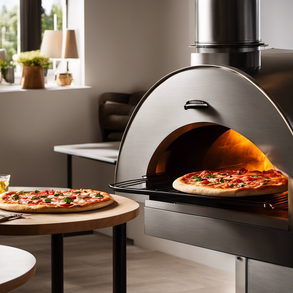 An image showcasing a wood pellet pizza oven in action