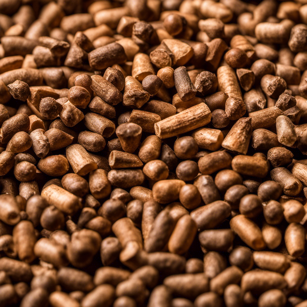 An image showcasing a close-up of premium wood pellets neatly arranged in a pellet stove's hopper