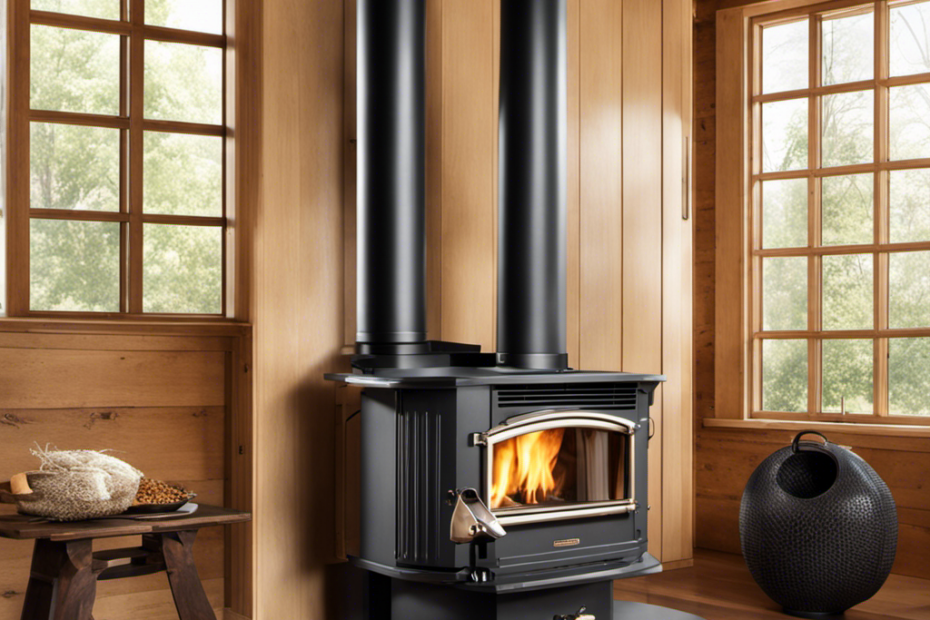 An image showcasing a side-by-side comparison of a corn pellet stove and a wood pellet stove