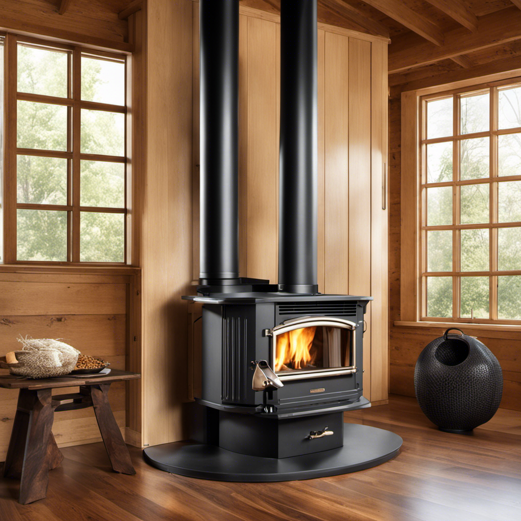 An image showcasing a side-by-side comparison of a corn pellet stove and a wood pellet stove