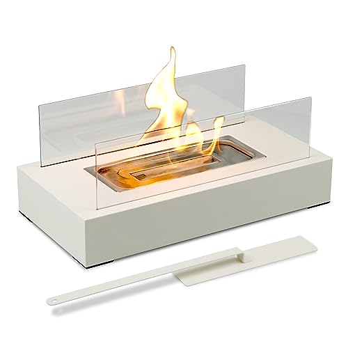 Tabletop Fire Pit for Halloween Christmas Decor - Minimalist Stainless Steel Small Fireplace for Dinner Parties, Smores Maker - Indoor/Outdoor Portable Mini Table Top Firepit