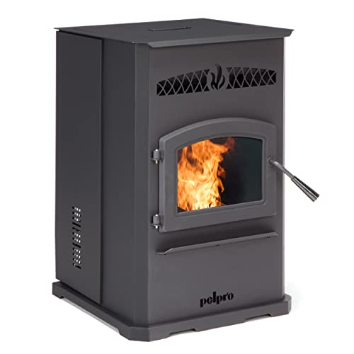 PelPro PP70 Pellet Stove for Home Heating Fireplaces - 70 lb Hopper, 42,500 BTU Heats up to 2,000 Sq. Ft. (2 Days), Easy-Dial Temp Control, Built-In Thermostat, Auto-On/Off, Powerful Quiet Blower
