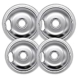 Beaquicy W10196405 and W10196406 Chrome Drip Pan- Replacement for Ken-more and Whirlpool Range - 4 Pack
