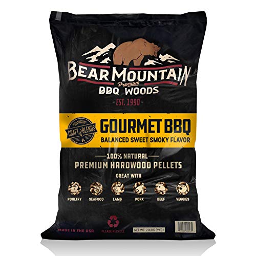 BEAR MOUNTAIN Premium BBQ WOODS FK90 Craft Blends All Natural Smoky Hardwood Gourmet Blend Smoker Pellets, 20 Pound Bag