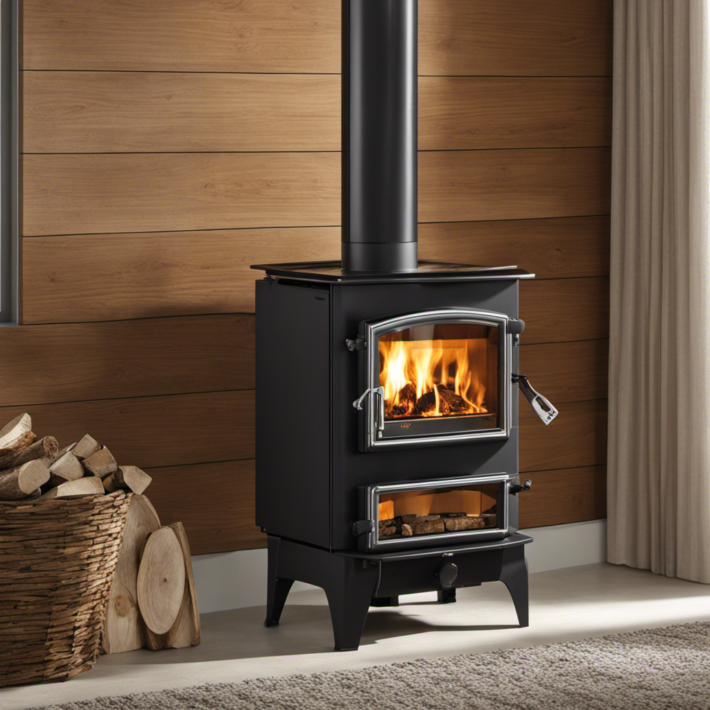 An image showcasing a versatile wood stove, seamlessly transitioning from burning logs to pellets