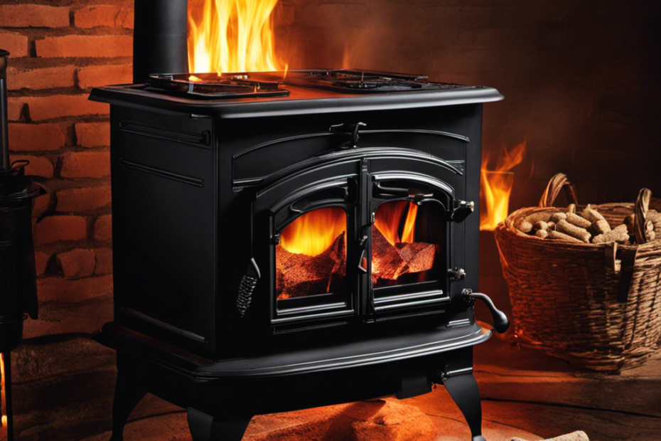 An image showcasing a fierce battle between a coal stove, emanating thick black smoke, and a pellet stove, emitting warm and clean flames