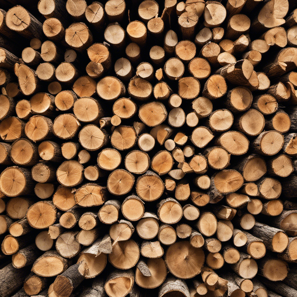 An image showcasing a neatly stacked pile of split firewood, arranged horizontally, with each piece aligned perfectly, demonstrating the importance of proper wood placement in a wood stove