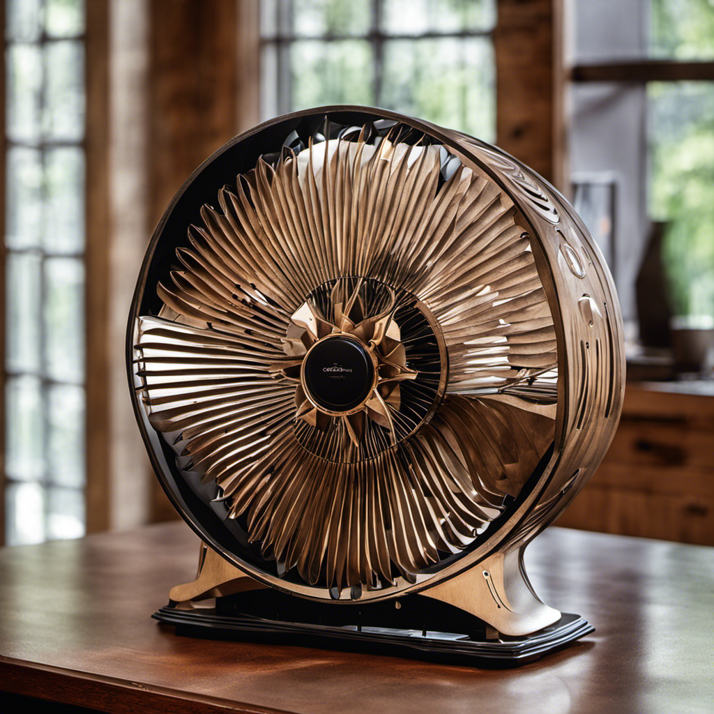 An image showcasing the intricate mechanics of an Ecofan Wood Stove Fan