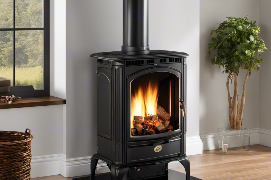 An image showcasing a well-maintained pellet stove surrounded by a clean, clutter-free living space