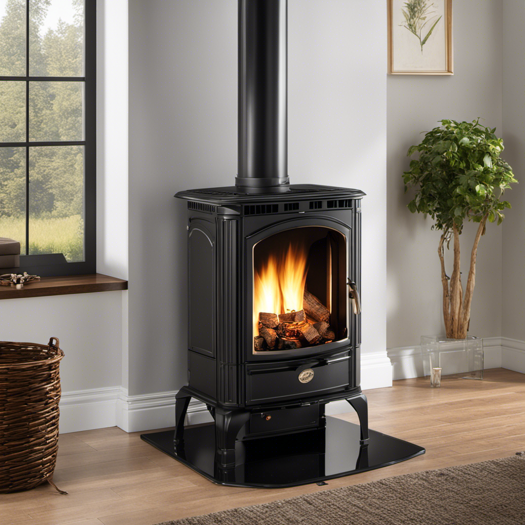 An image showcasing a well-maintained pellet stove surrounded by a clean, clutter-free living space