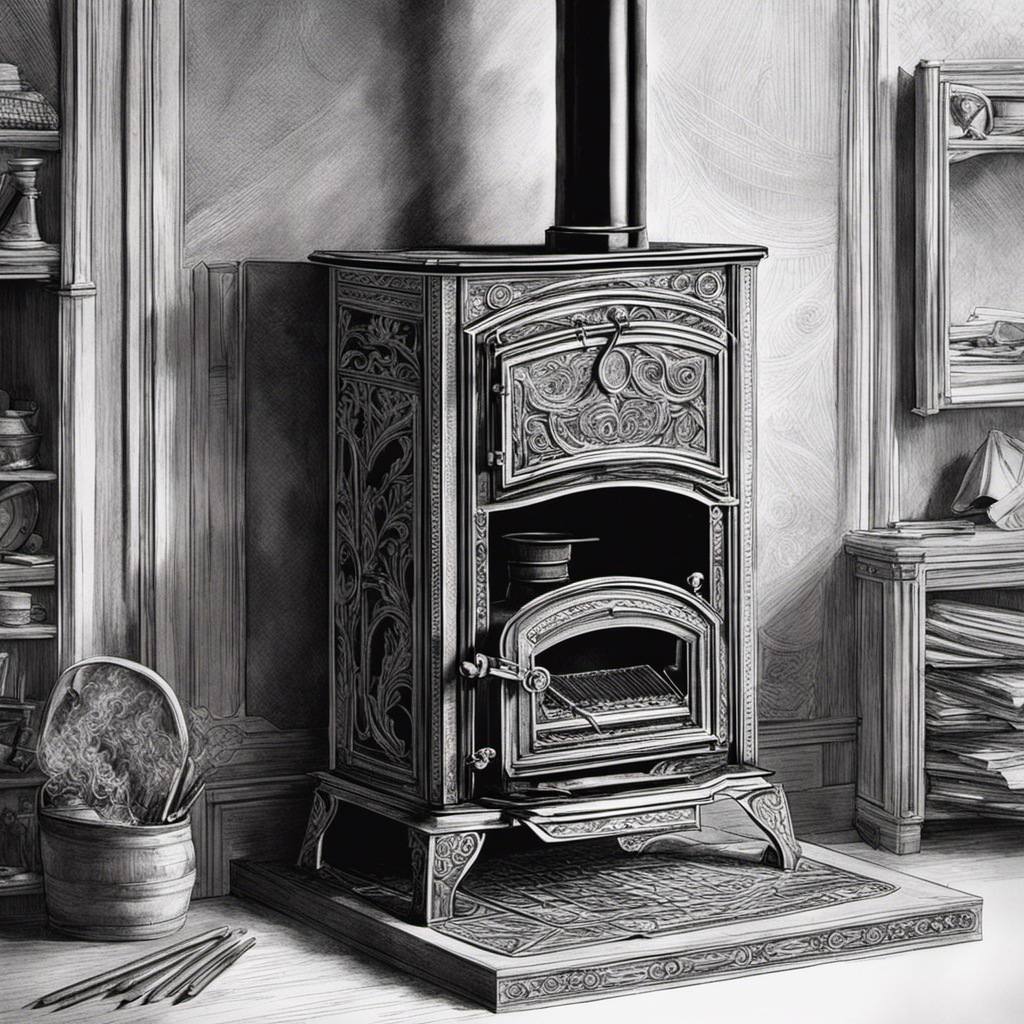 An image showing a wooden stove with a visibly broken flue, emitting smoke into the room