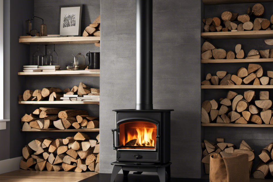 An image that captures the essence of a wood stove's proximity to concrete cinder block walls