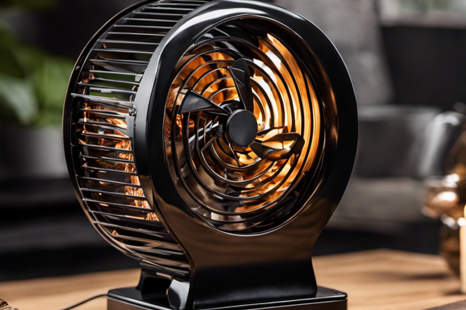 An image showcasing a heat-powered wood stove fan in action