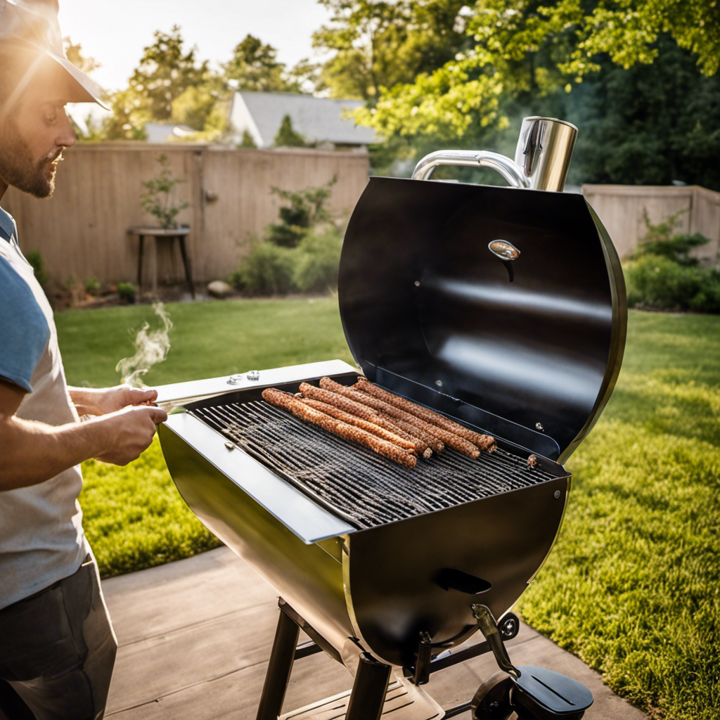 An image showcasing a step-by-step visual guide on using a stainless steel wood pellet tube smoker in a charcoal grill