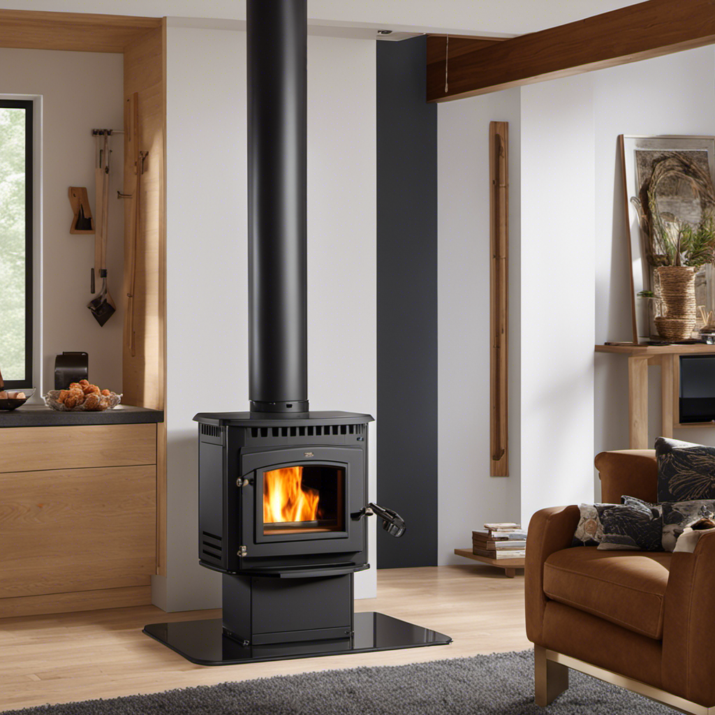 An image showcasing the step-by-step installation process of a wood pellet stove