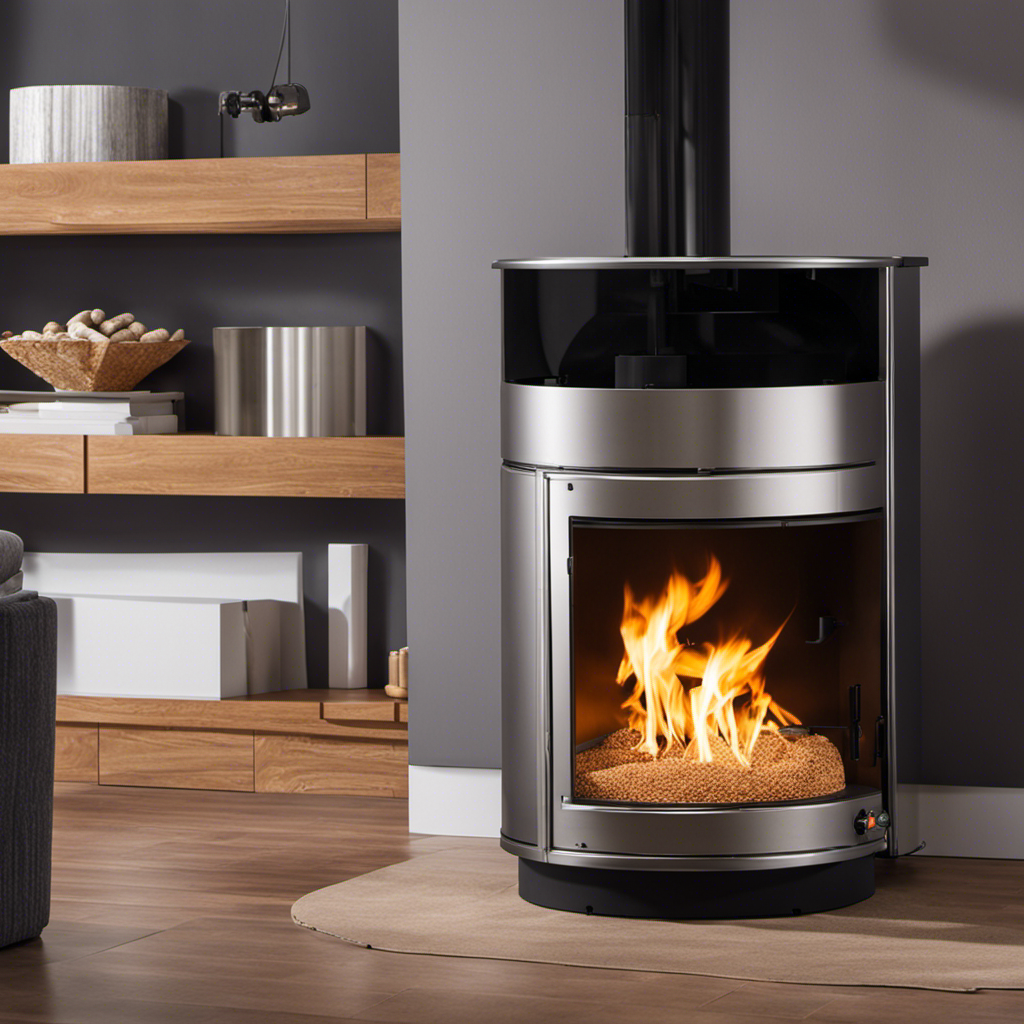 An image showcasing a wood pellet burner in action