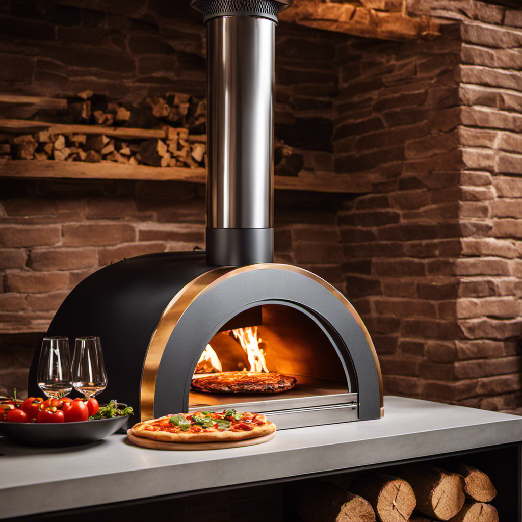 An image showcasing a wood pellet pizza oven in action