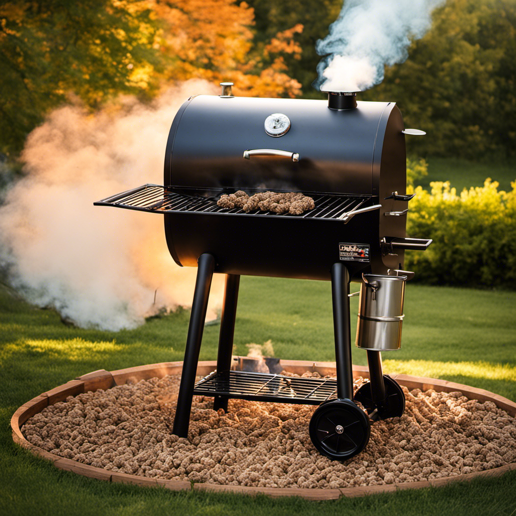 An image showcasing a wood pellet smoker in action