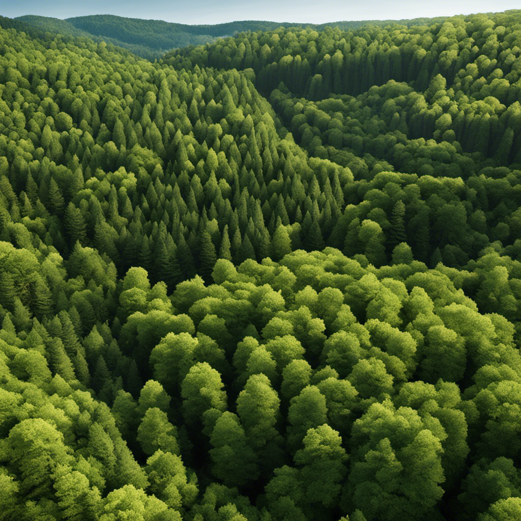 An image depicting a lush forest with healthy trees, contrasting with a barren landscape where trees have been cut down for wood pellets