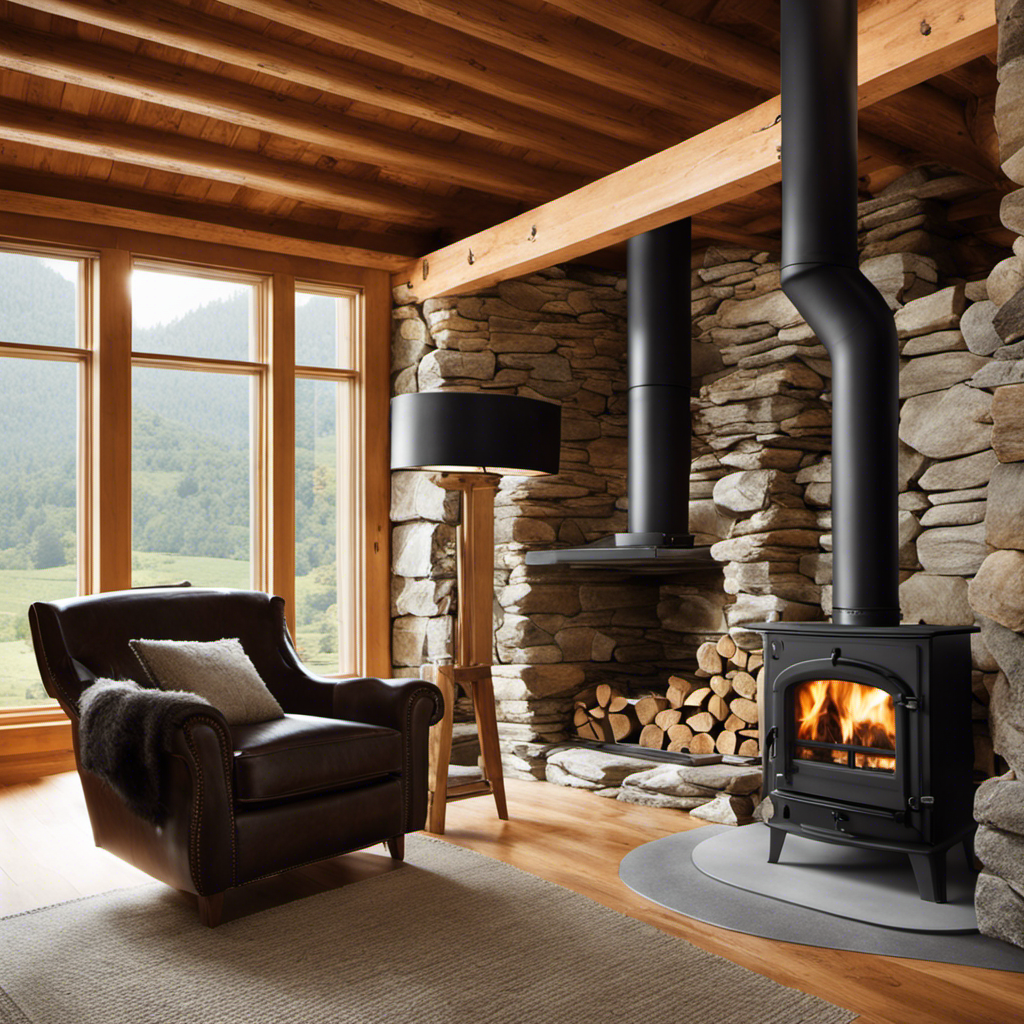 An image showing the ideal placement of a wood stove in a room
