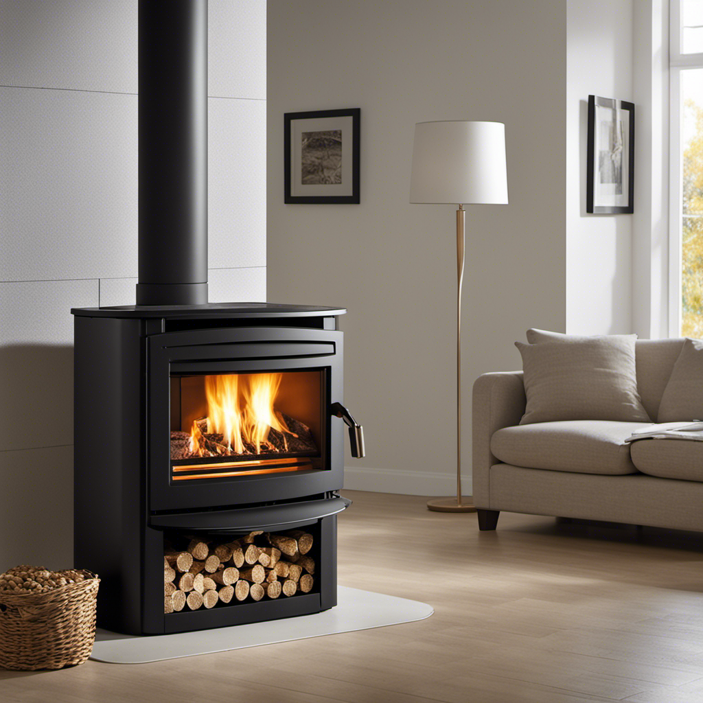 An image capturing the juxtaposition of a traditional, costly heating system versus a modern wood pellet stove, showcasing the latter emitting cozy warmth while the former remains dormant, symbolizing the significant savings in heating costs