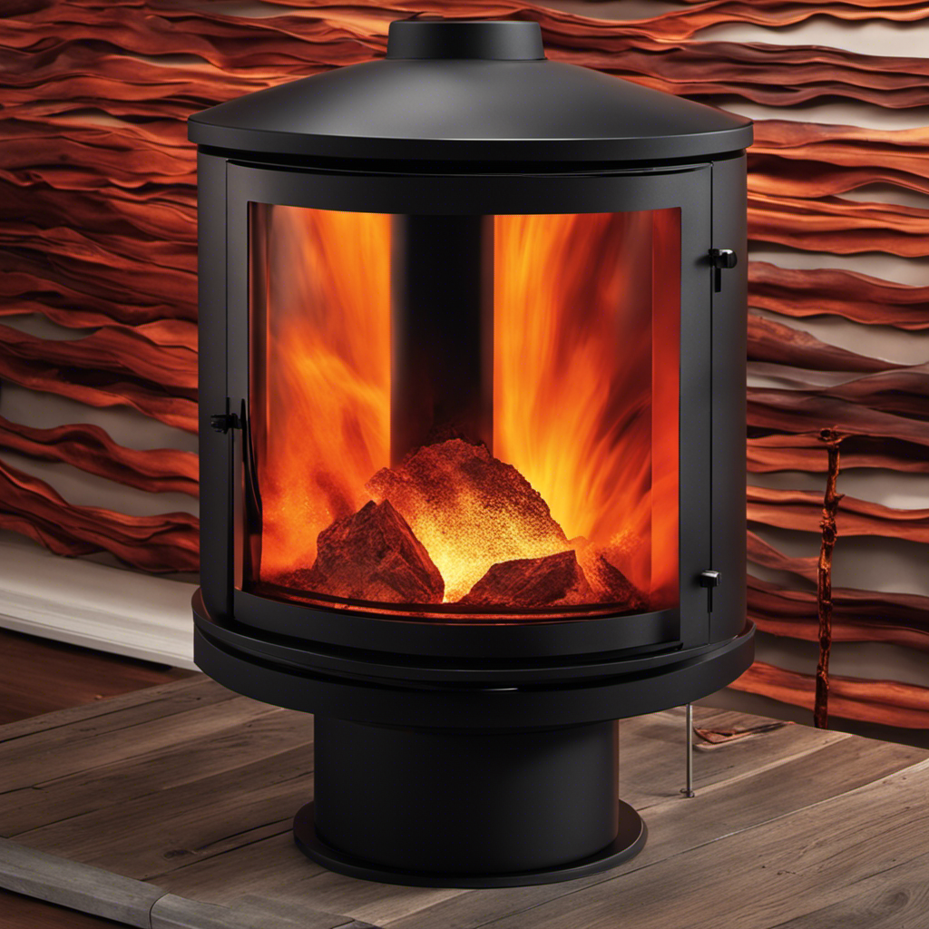 An image capturing the intense heat of a wood stove pipe, radiating vibrant orange and red hues