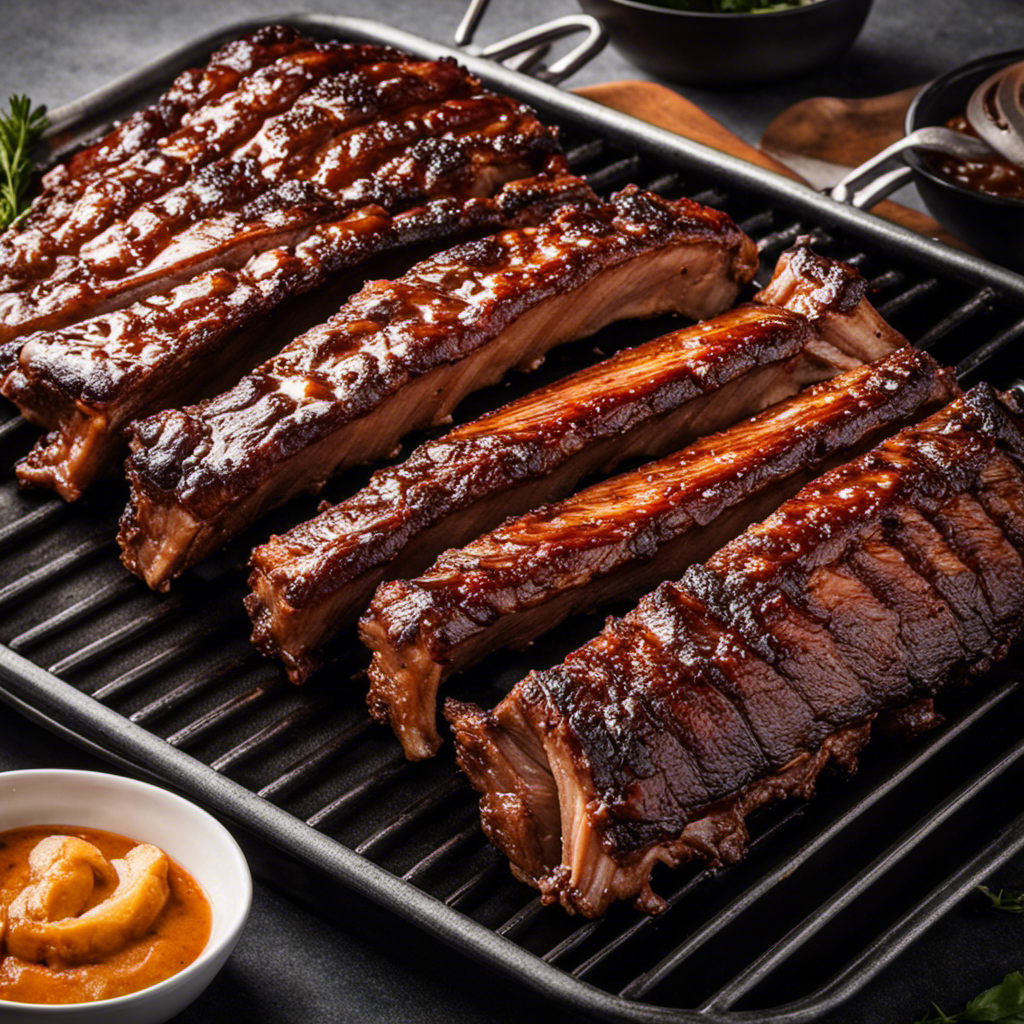 An image that captures the mouthwatering essence of perfectly cooked ribs on a wood pellet grillfoil