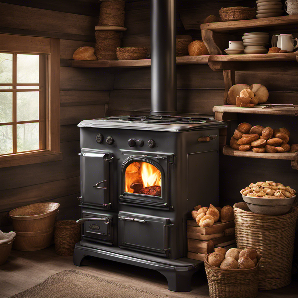 An image capturing a rustic wood stove filled with an array of baking sheets, perfectly aligned and snugly nestled inside