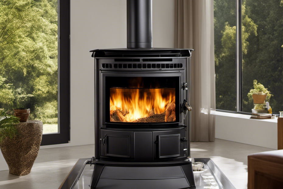 An image showcasing the meticulous cleaning process of a wood pellet stove