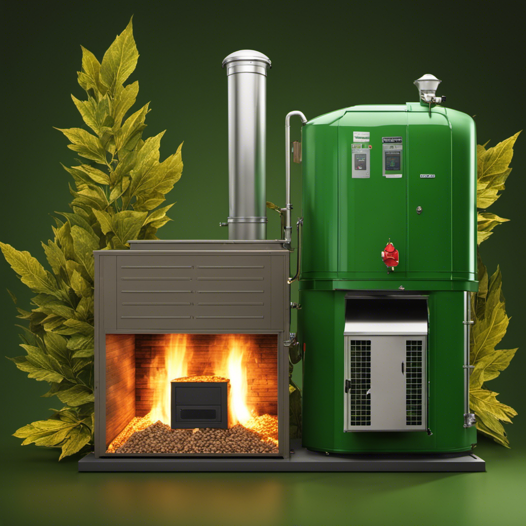 An image showcasing a side-by-side comparison of an oil furnace and a wood pellet furnace