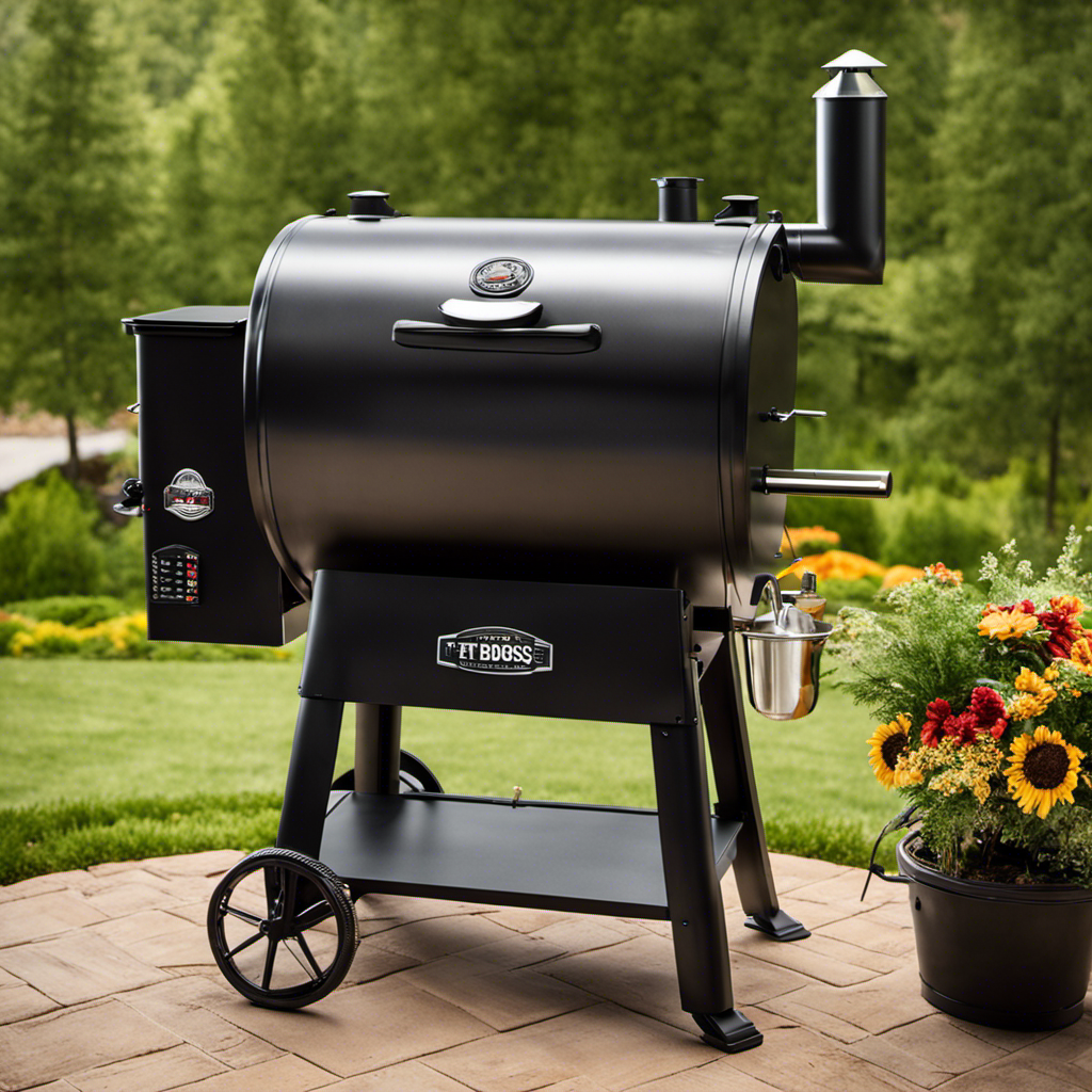 An image showcasing the Pit Boss Pellet Smoker 820, loaded with an ample supply of wood pellets in its spacious hopper