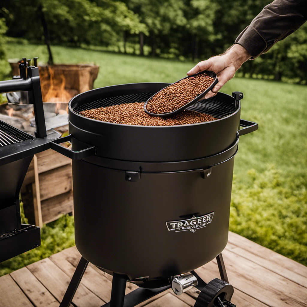 An image that showcases the process of changing wood pellets in a Traeger grill