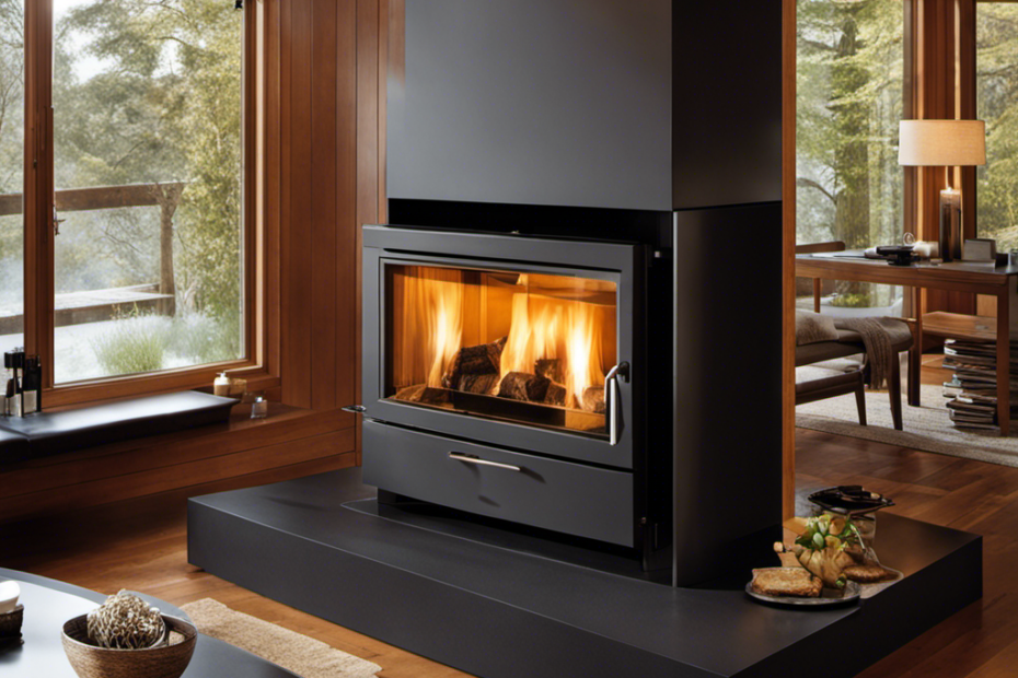 An image of a well-maintained wood stove, gleaming with a warm, golden glow