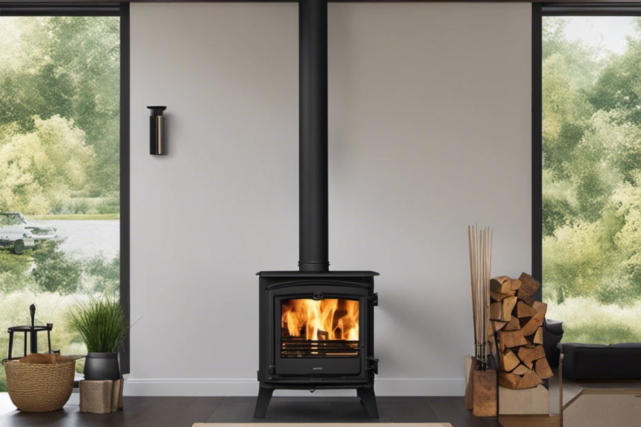 An image showcasing a step-by-step guide on attaching double wall stove pipe to a Jotul F 50 wood stove