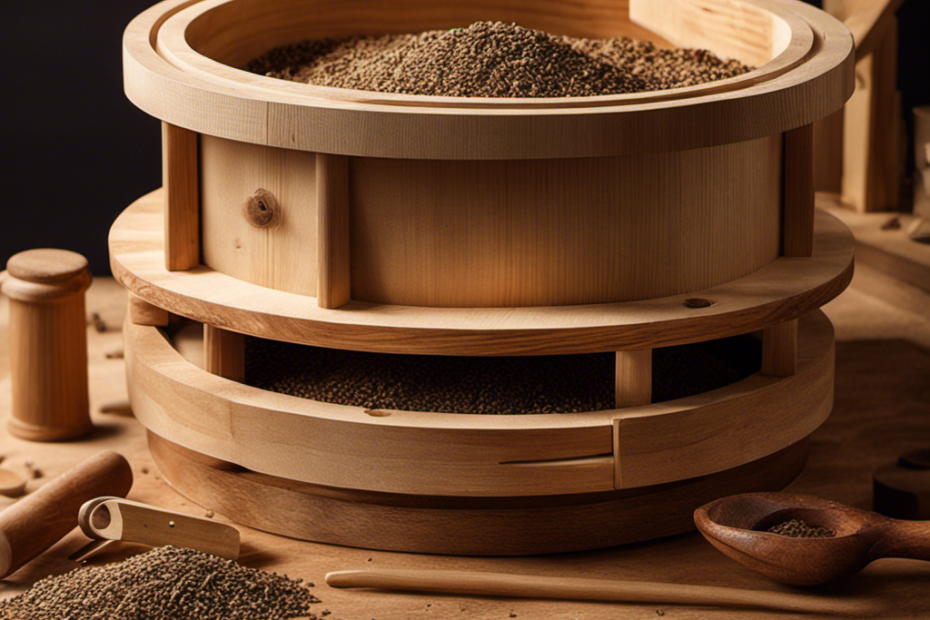 An image capturing the process of constructing a sturdy wood pellet sifter