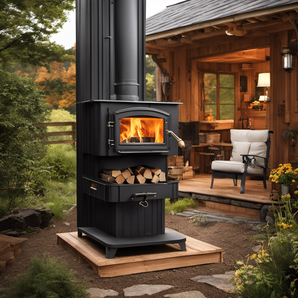 An image that showcases the step-by-step process of constructing an outdoor wood stove