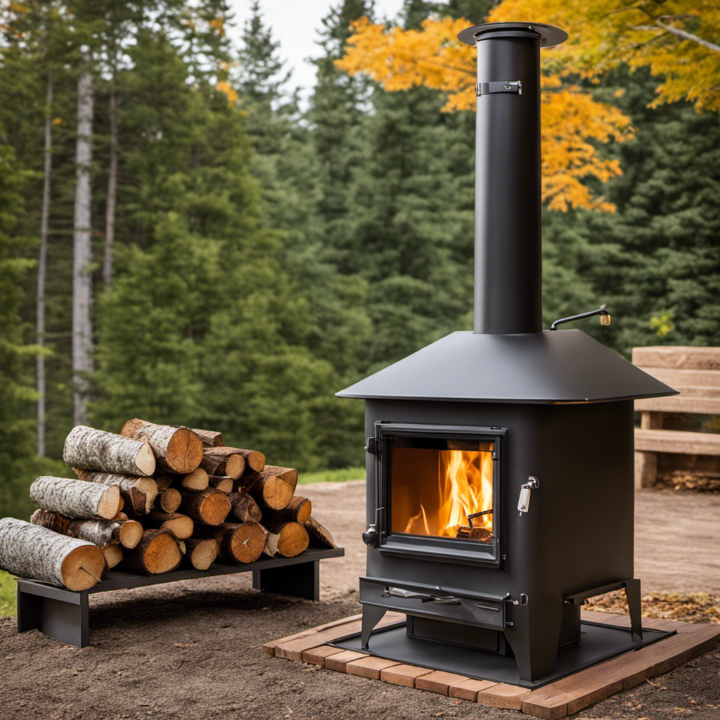An image showcasing the step-by-step process of building an outdoor wood stove