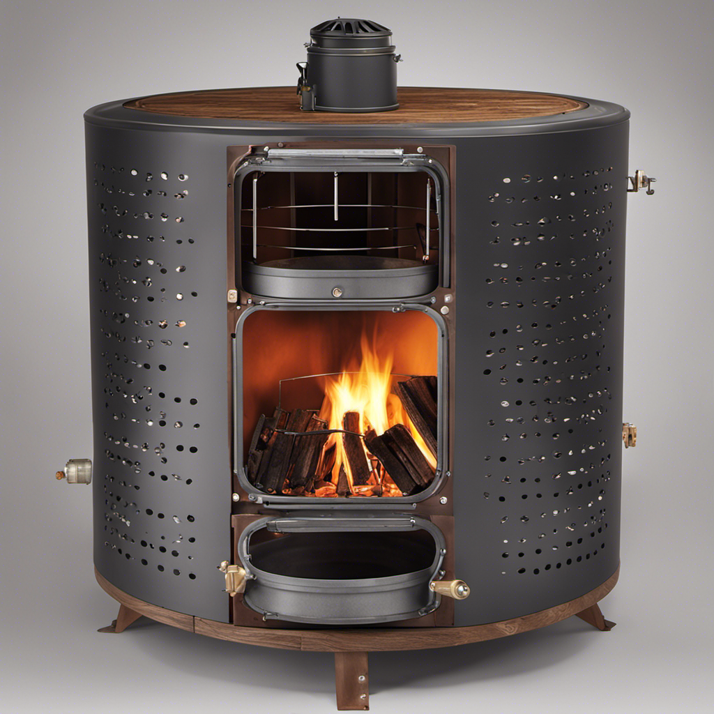 An image showcasing a step-by-step guide on transforming a water heater into a wood stove