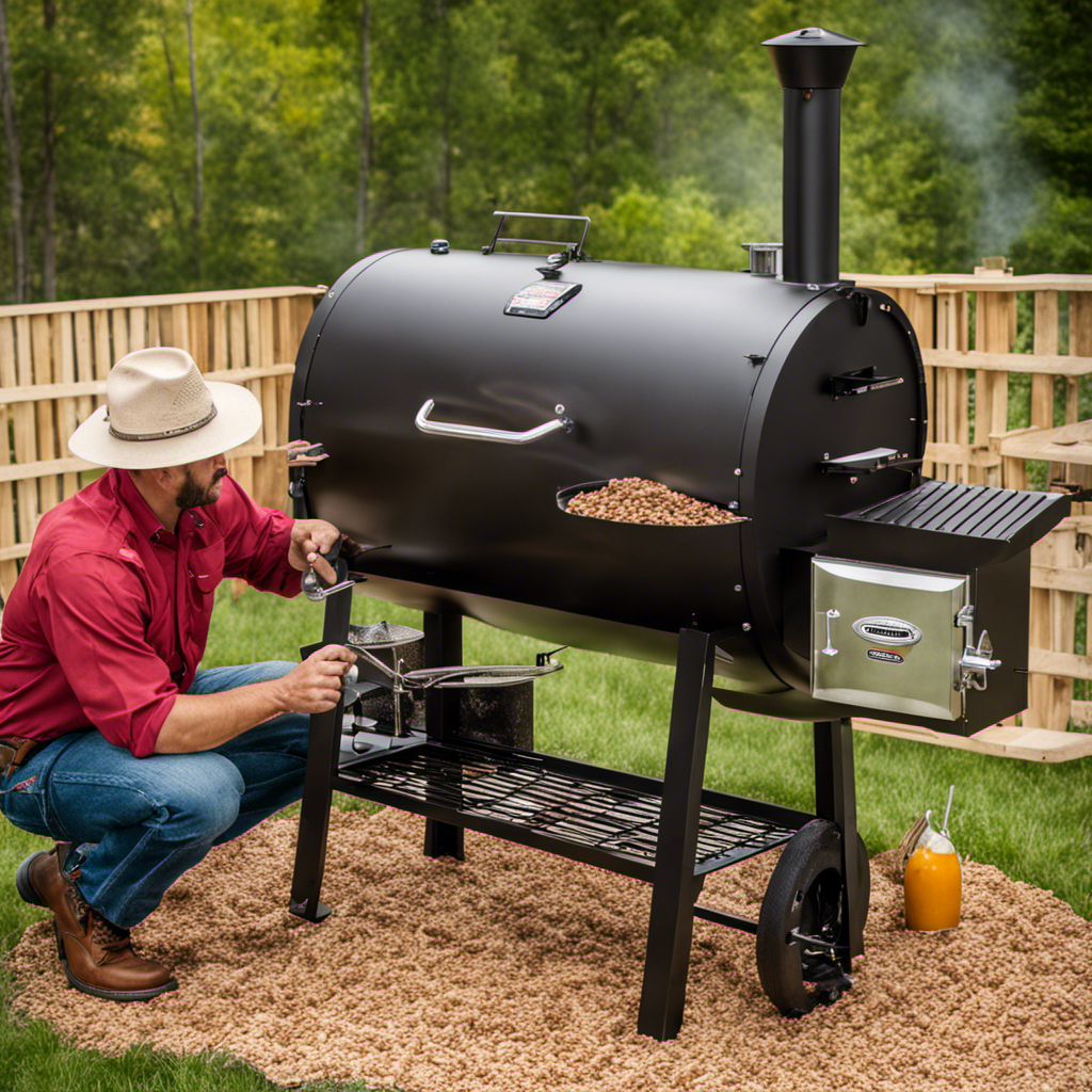 An image showcasing the step-by-step process of converting a horizontal wood smoker to a wood pellet grill