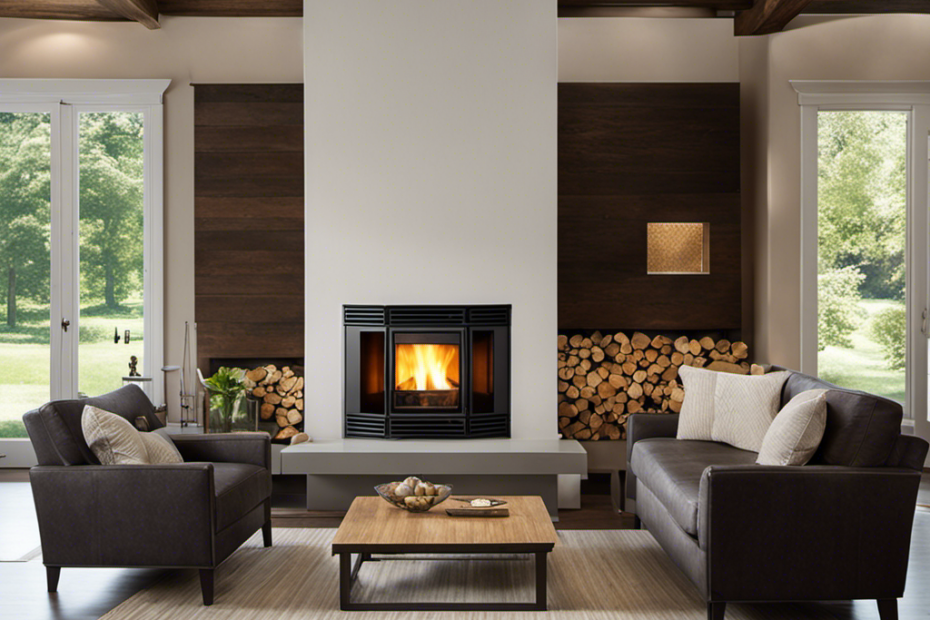 An image showcasing a step-by-step transformation of a wood fireplace into a pellet stove