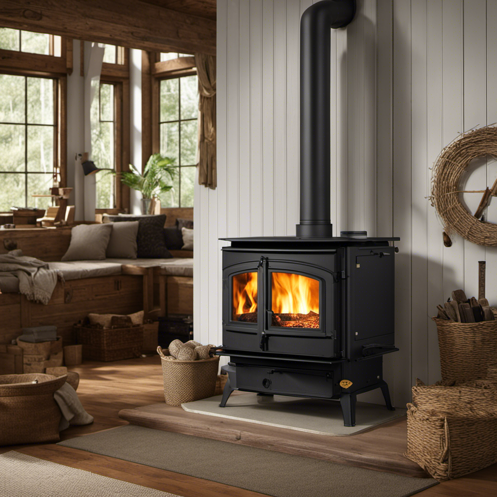 An image capturing the step-by-step process of converting a wood stove to a pellet stove