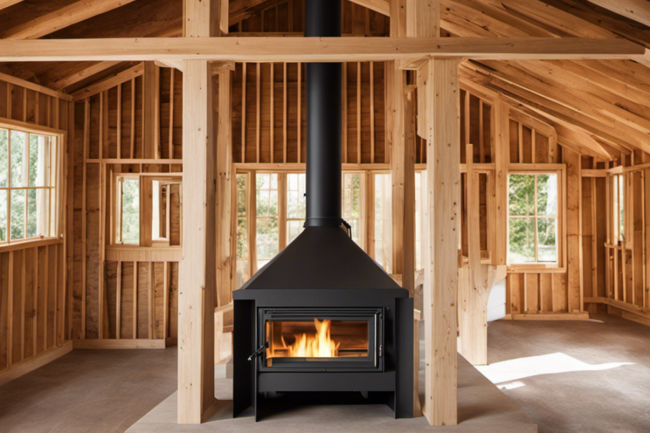 An image showcasing a step-by-step guide on framing for a fireplace wood stove