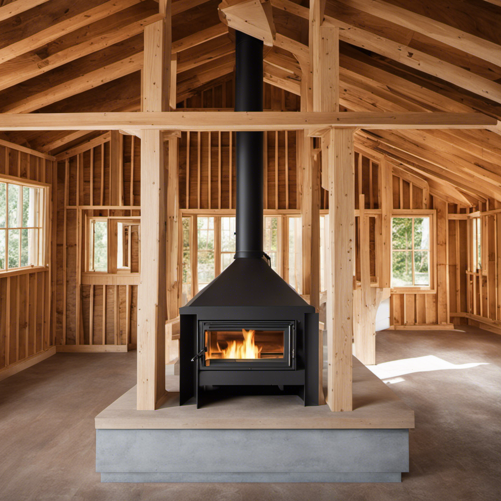 An image showcasing a step-by-step guide on framing for a fireplace wood stove