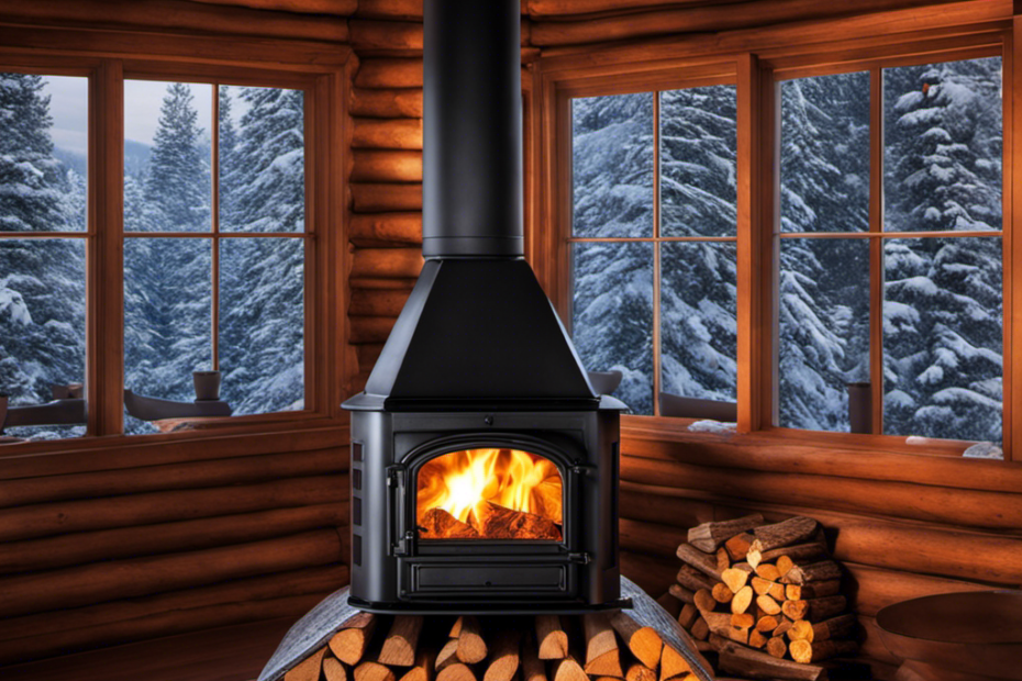 An image of a roaring wood stove filled with intensely burning logs