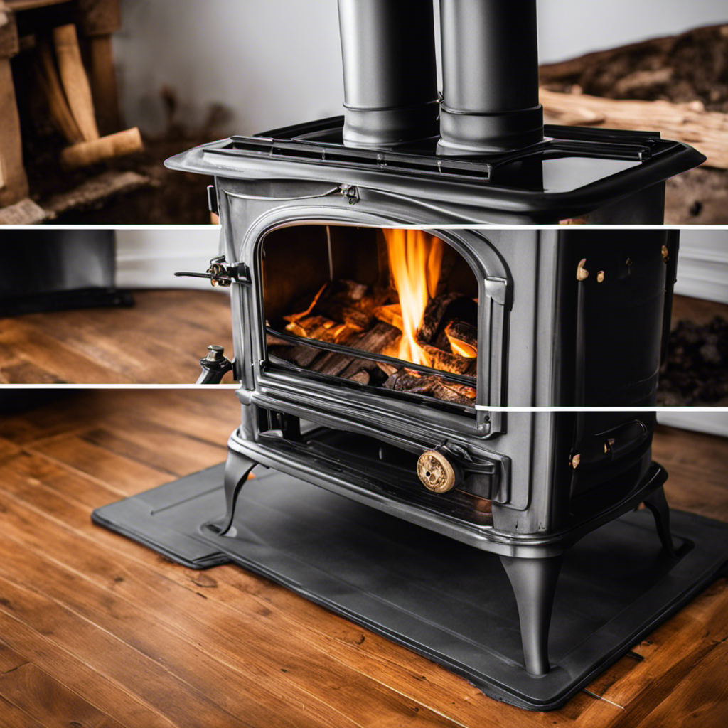 An image showcasing the step-by-step process of installing a new wood stove gasket