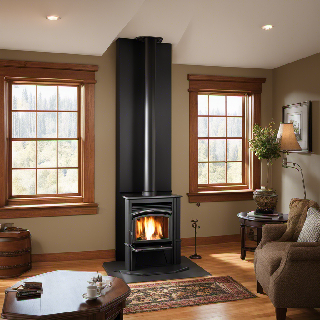 An image that showcases a step-by-step guide to installing a pellet stove in place of a wood stove