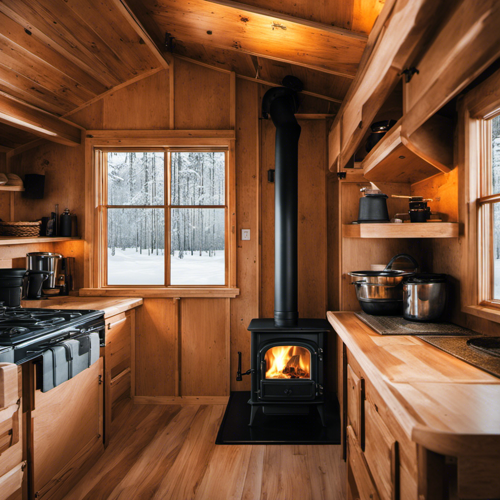 An image showcasing a step-by-step guide to installing a wood stove in a mobile home